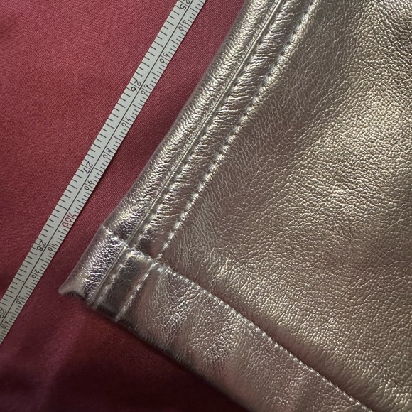 ABERCROMBIE & FITCH Silver Metallic Pants- 90s straight, high rise, curve love! - Picture 3 of 9